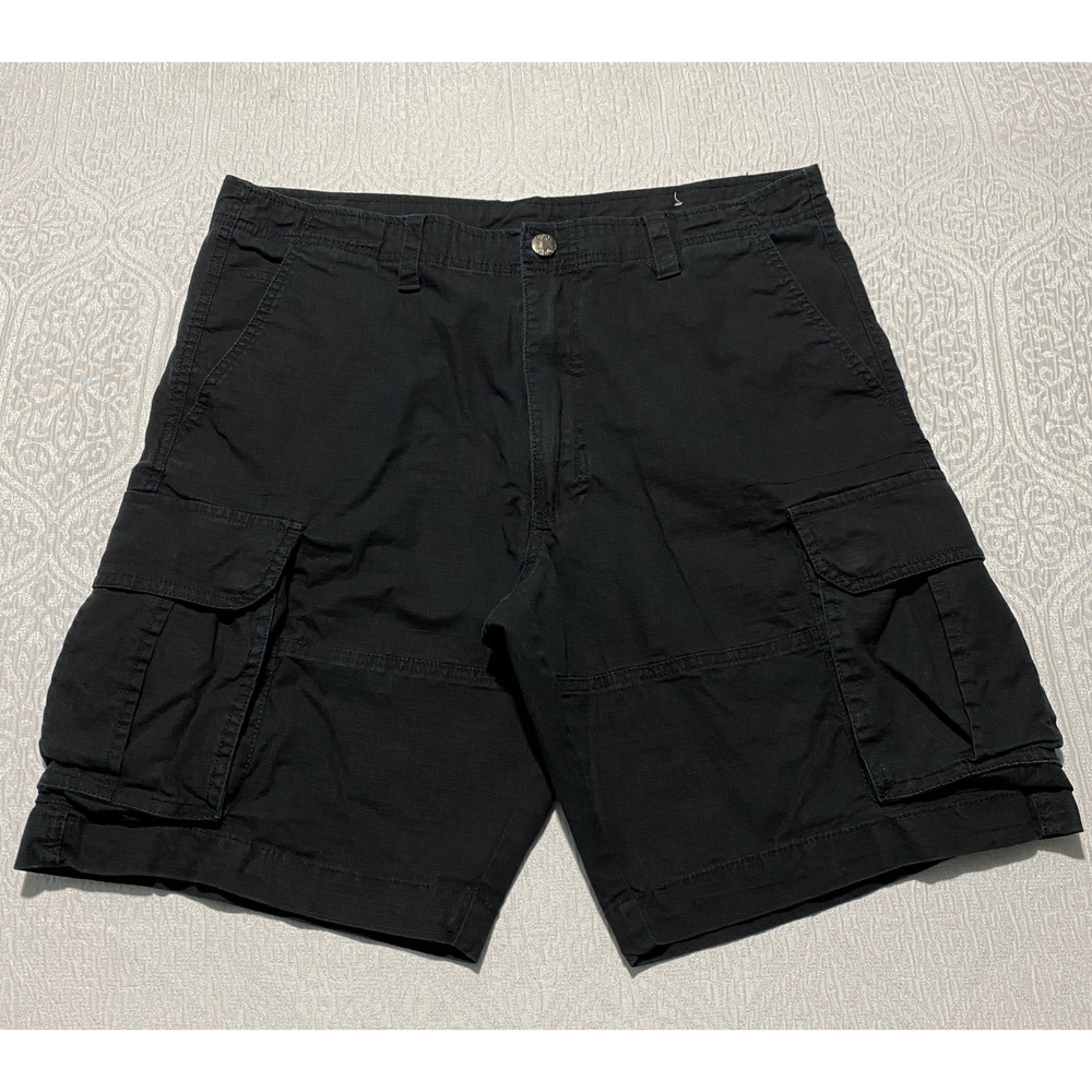 CSG Mens Black Ripstop Cargo Shorts Size 36 Stretch Cotton Utility Outdoor